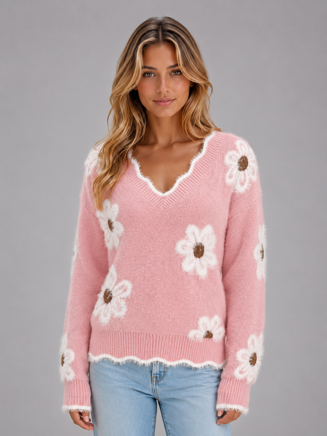 Feathorne Women's Floral V-Neck Jumper - view 6