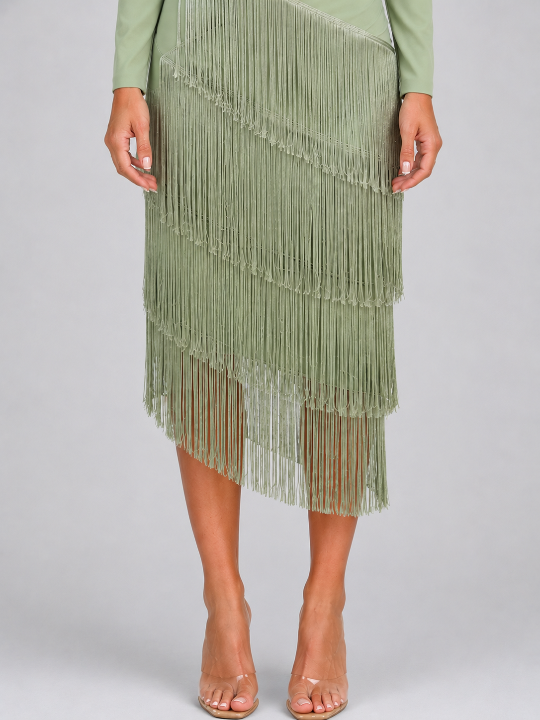 Feathorne Women's Fringe Long Sleeve Midi Dress - view 5