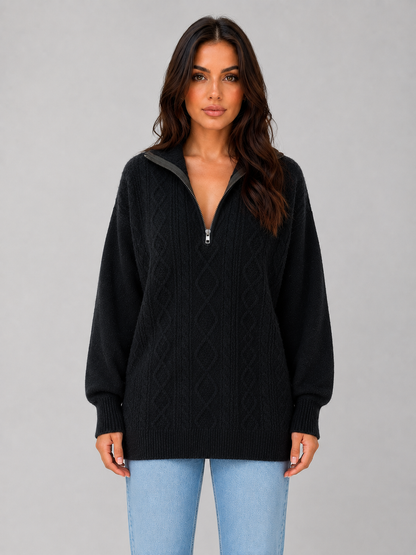 Feathorne Women's Half Zip Cable Knit Jumper - view 4