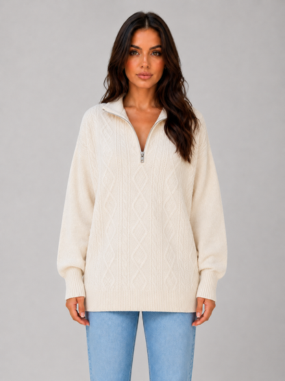 Feathorne Women's Half Zip Cable Knit Jumper - view 1