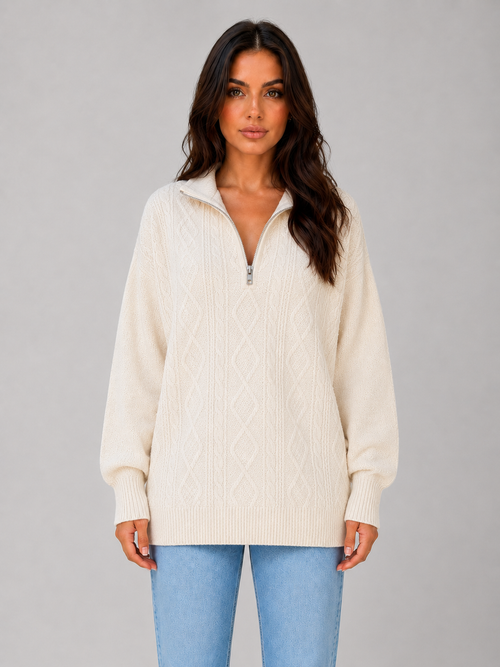 Feathorne Women's Half Zip Cable Knit Jumper - view 1