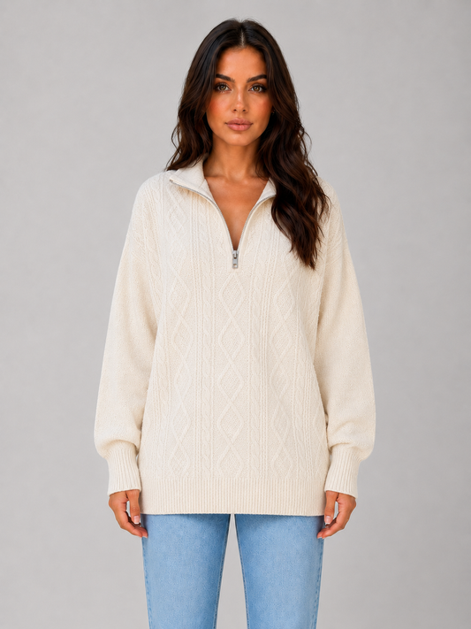 Feathorne Women's Half Zip Cable Knit Jumper - view 1