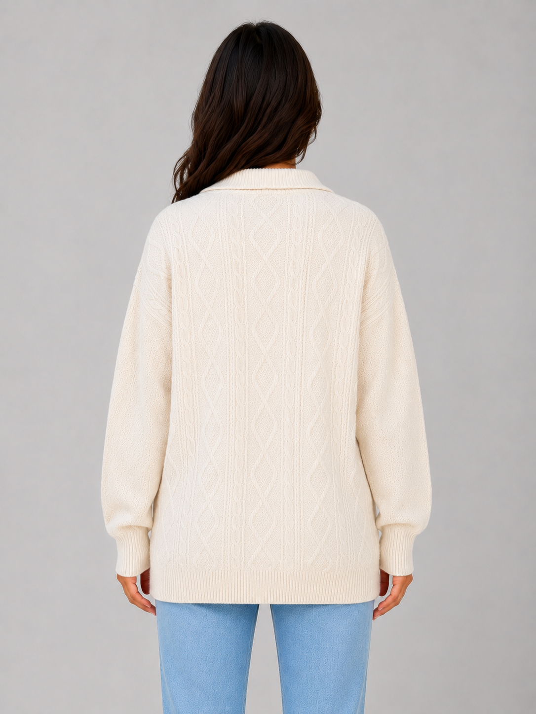 Feathorne Women's Half Zip Cable Knit Jumper - view 2