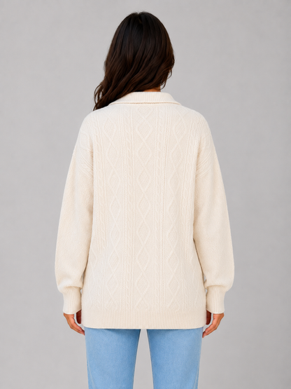 Feathorne Women's Half Zip Cable Knit Jumper - view 2