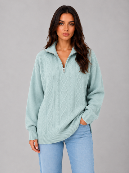 Feathorne Women's Half Zip Cable Knit Jumper - view 5