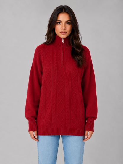 Feathorne Women's Half Zip Cable Knit Jumper - view 6