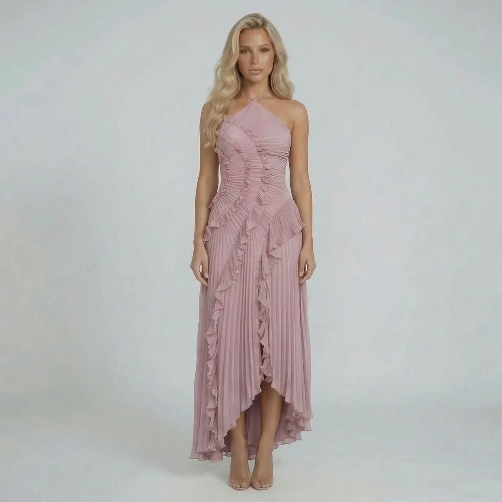 Feathorne Women's Halter Neck Ruffle Maxi Dress - view 1
