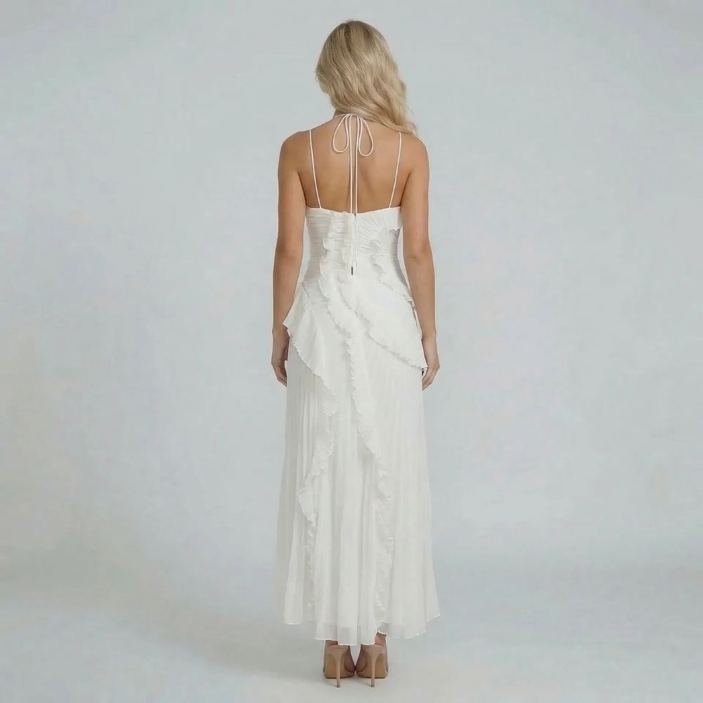 Feathorne Women's Halter Neck Ruffle Maxi Dress - view 4