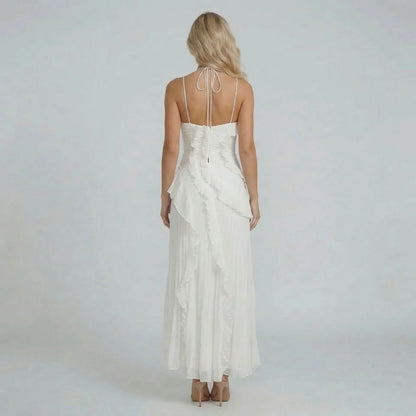 Feathorne Women's Halter Neck Ruffle Maxi Dress - view 4
