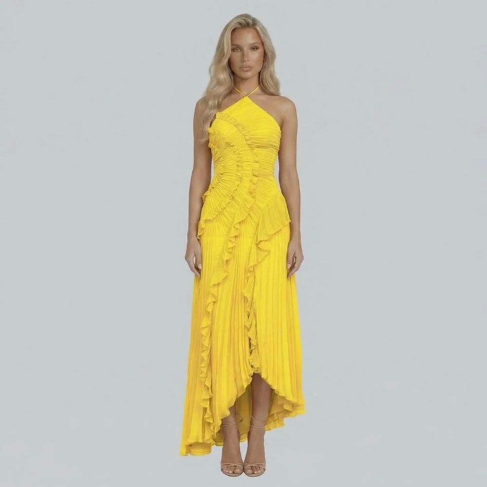 Feathorne Women's Halter Neck Ruffle Maxi Dress - view 5