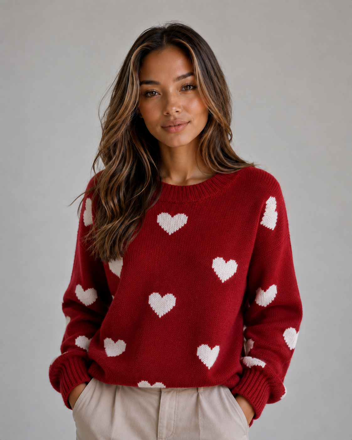 Feathorne Women's Heart Print Crew Neck Jumper - view 1