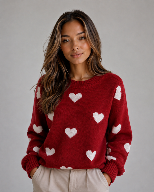 Feathorne Women's Heart Print Crew Neck Jumper - view 1