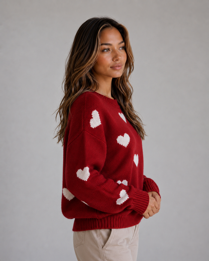 Feathorne Women's Heart Print Crew Neck Jumper - view 3