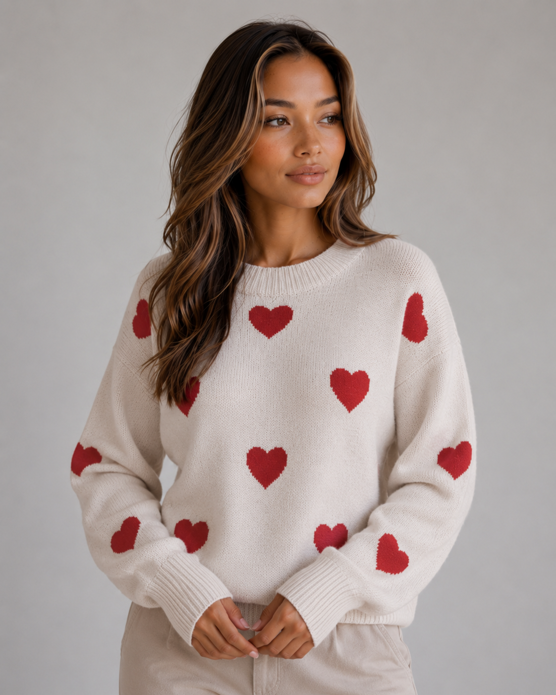 Feathorne Women's Heart Print Crew Neck Jumper - view 4