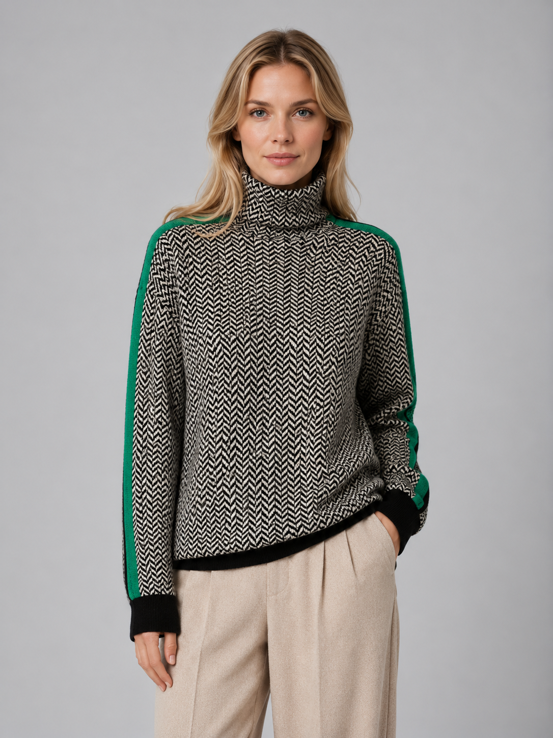 Feathorne Women's Herringbone Turtleneck Jumper - view 4