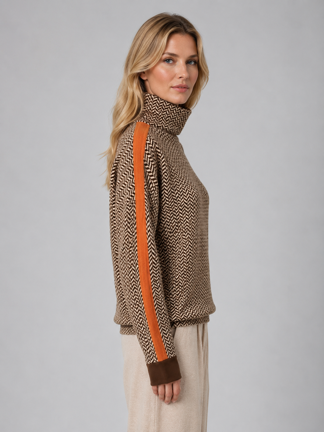 Feathorne Women's Herringbone Turtleneck Jumper - view 3