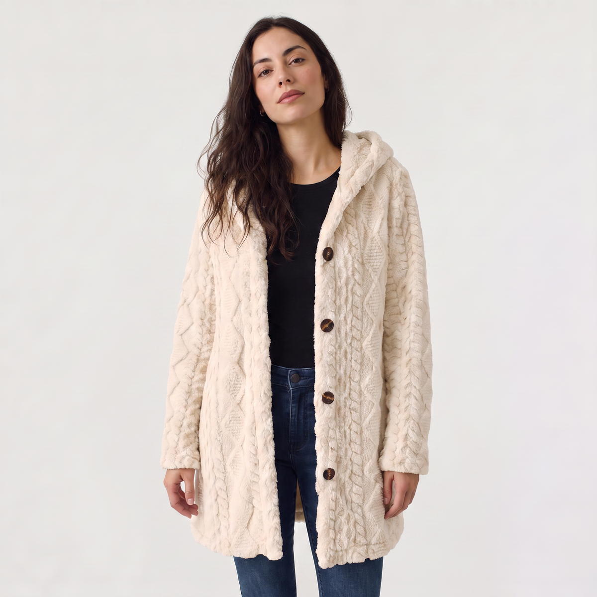 Feathorne Women's Hooded Teddy Fleece Cardigan - view 1