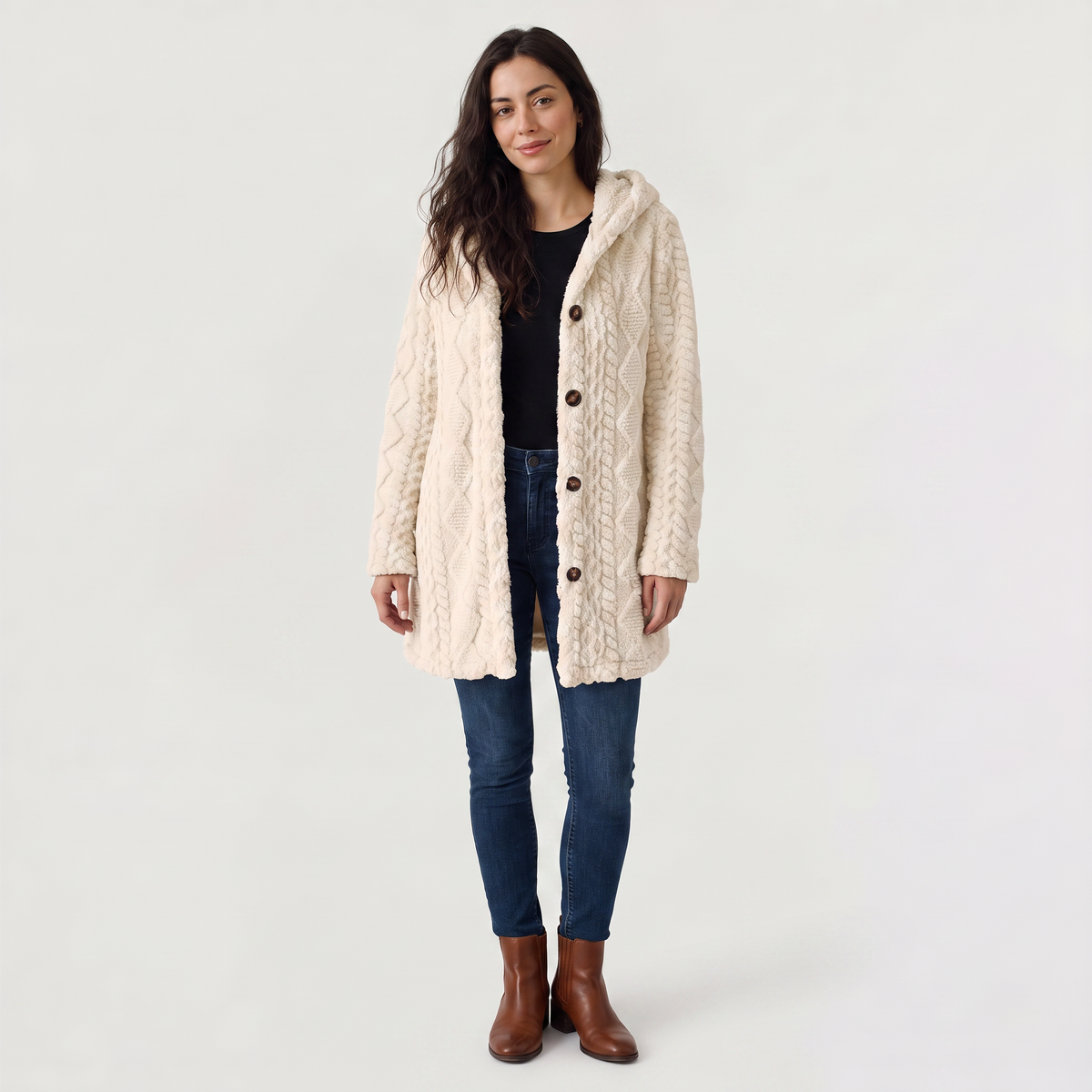 Feathorne Women's Hooded Teddy Fleece Cardigan - view 4