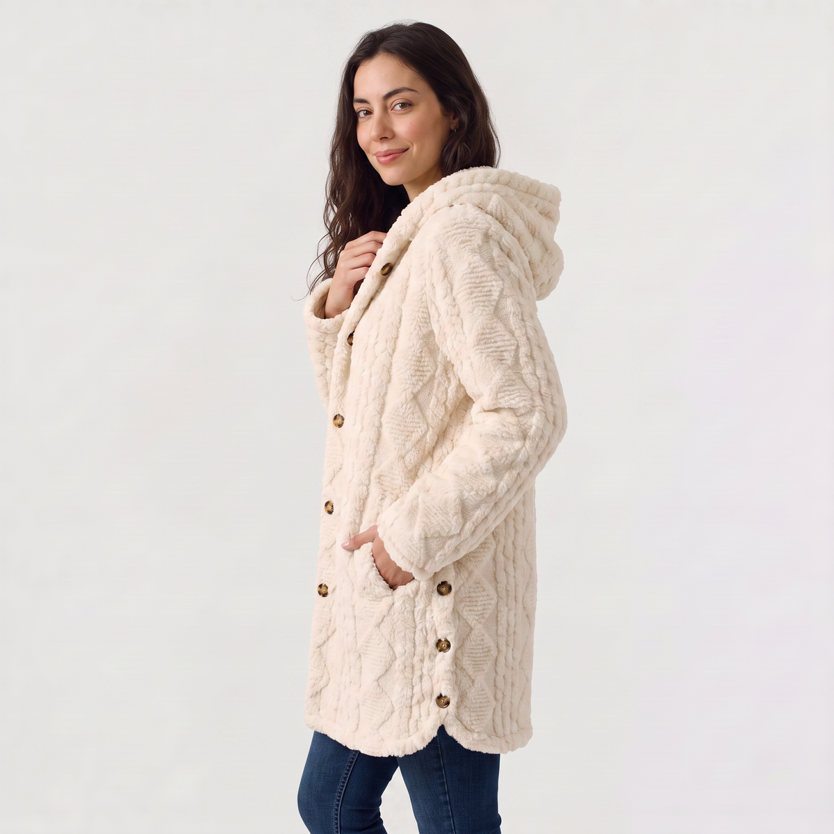 Feathorne Women's Hooded Teddy Fleece Cardigan - view 5