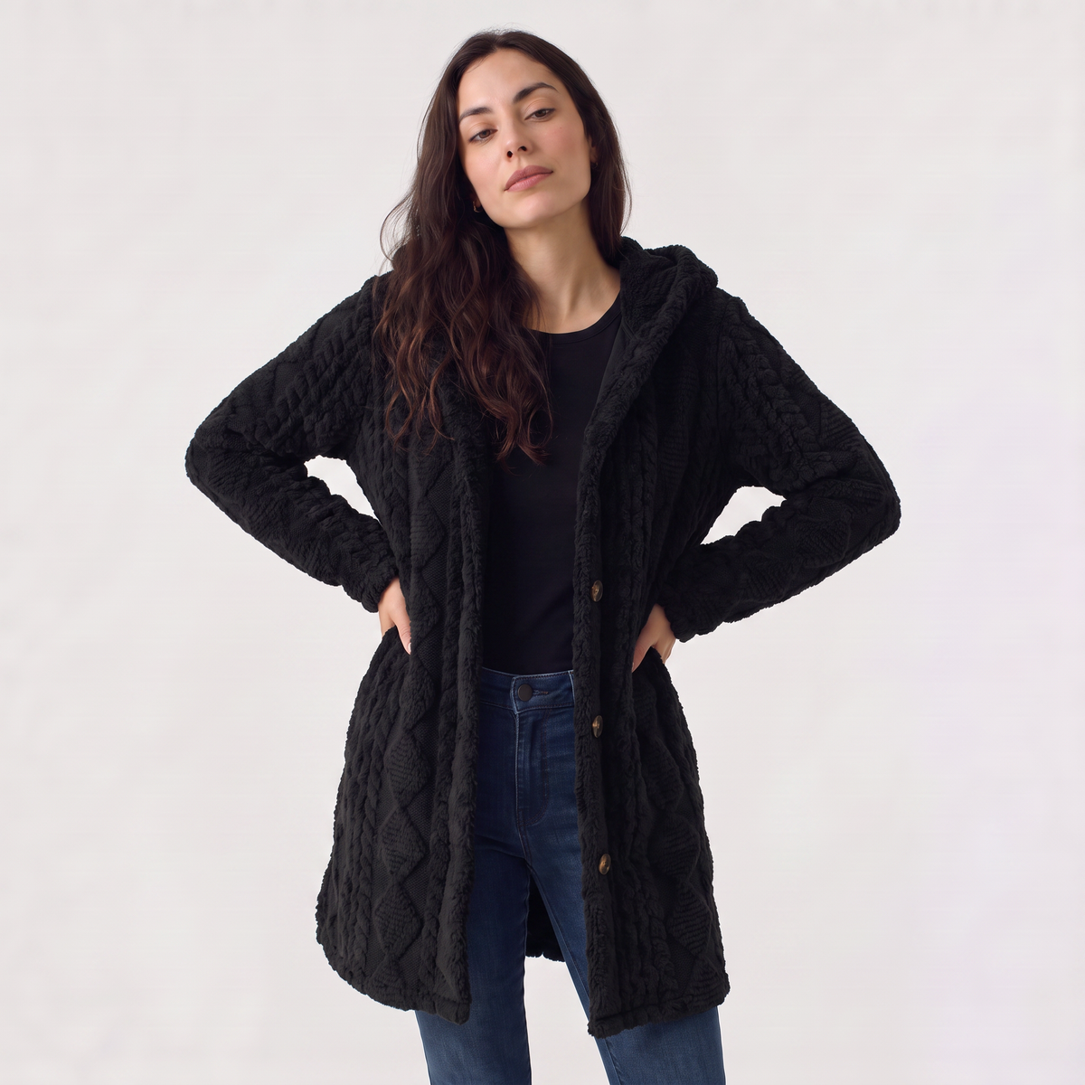 Feathorne Women's Hooded Teddy Fleece Cardigan - view 9