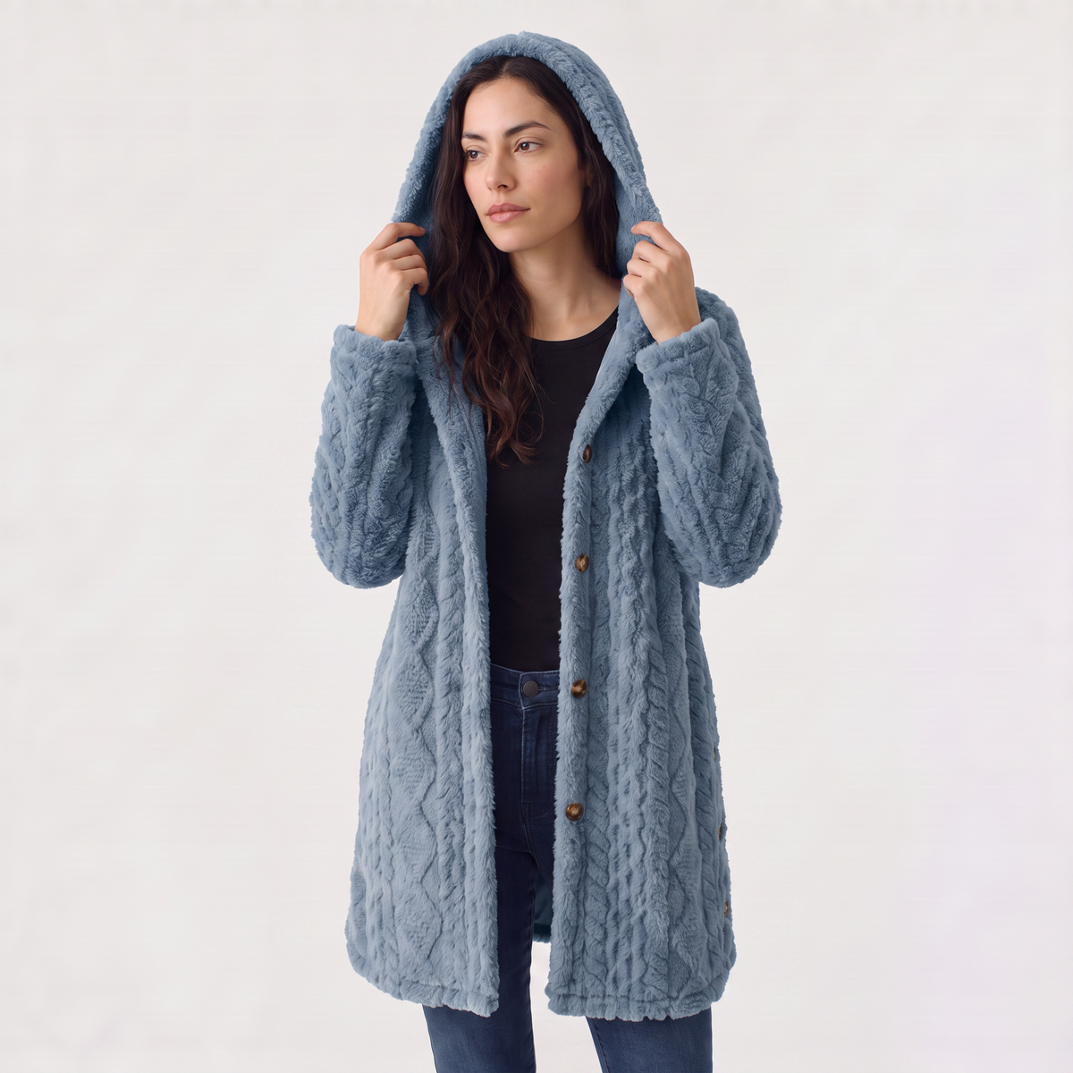 Feathorne Women's Hooded Teddy Fleece Cardigan - view 11