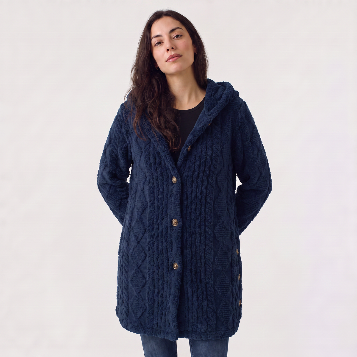 Feathorne Women's Hooded Teddy Fleece Cardigan - view 10