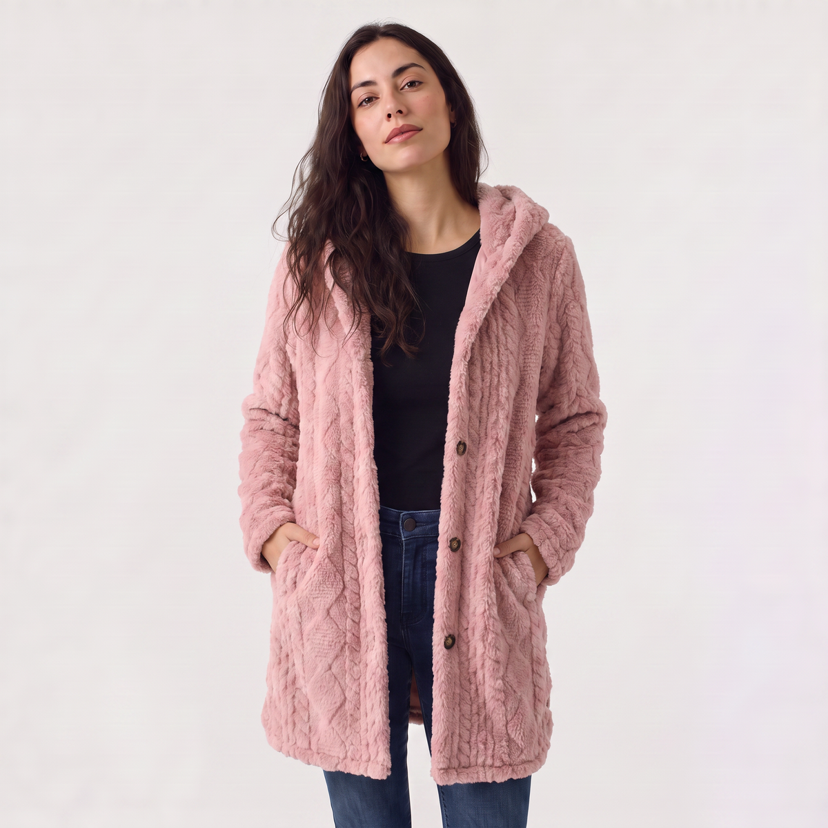 Feathorne Women's Hooded Teddy Fleece Cardigan - view 14