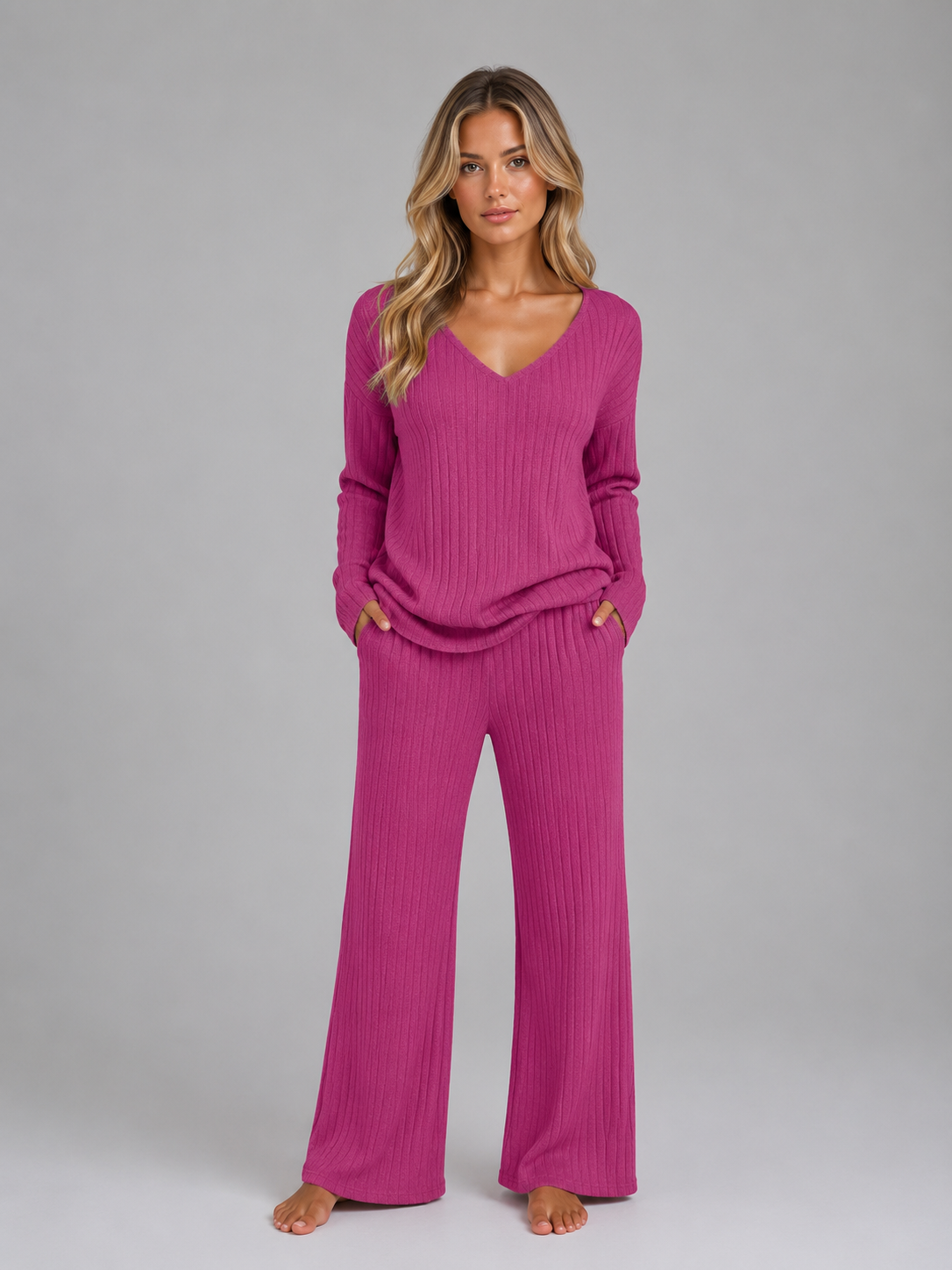 Feathorne Women's Poppy Knitted Lounge Set - alternate styled view