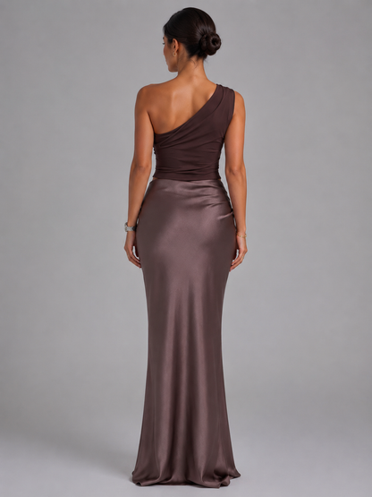 Women's One Shoulder Maxi Dress Cordelia  – Effortless Wedding Guest Glamour