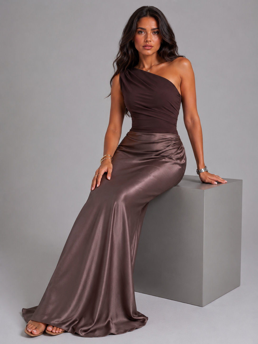 Women's One Shoulder Maxi Dress Cordelia  – Effortless Wedding Guest Glamour