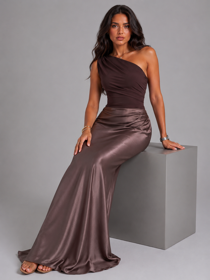 Women's One Shoulder Maxi Dress Cordelia  – Effortless Wedding Guest Glamour