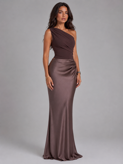 Women's One Shoulder Maxi Dress Cordelia  – Effortless Wedding Guest Glamour