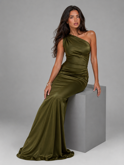 Women's One Shoulder Maxi Dress Cordelia  – Effortless Wedding Guest Glamour