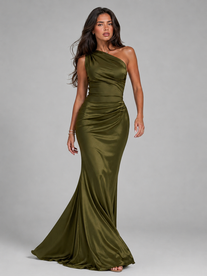 Women's One Shoulder Maxi Dress Cordelia  – Effortless Wedding Guest Glamour