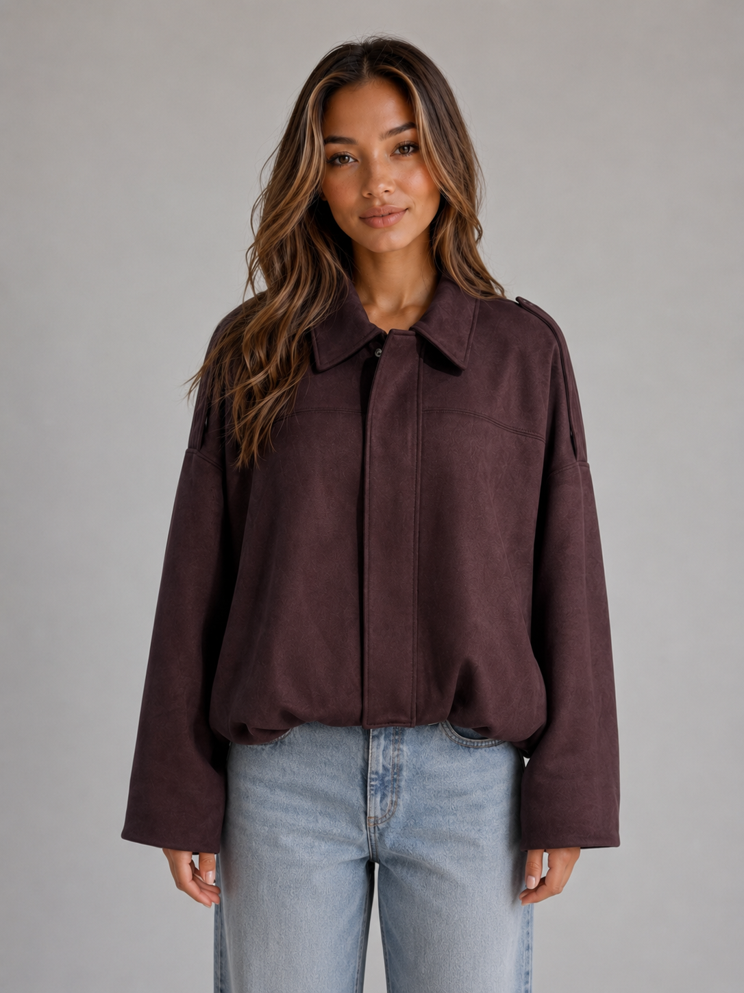Feathorne Women's Oversized Collared Bomber Jacket - view 4