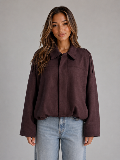 Feathorne Women's Oversized Collared Bomber Jacket - view 4