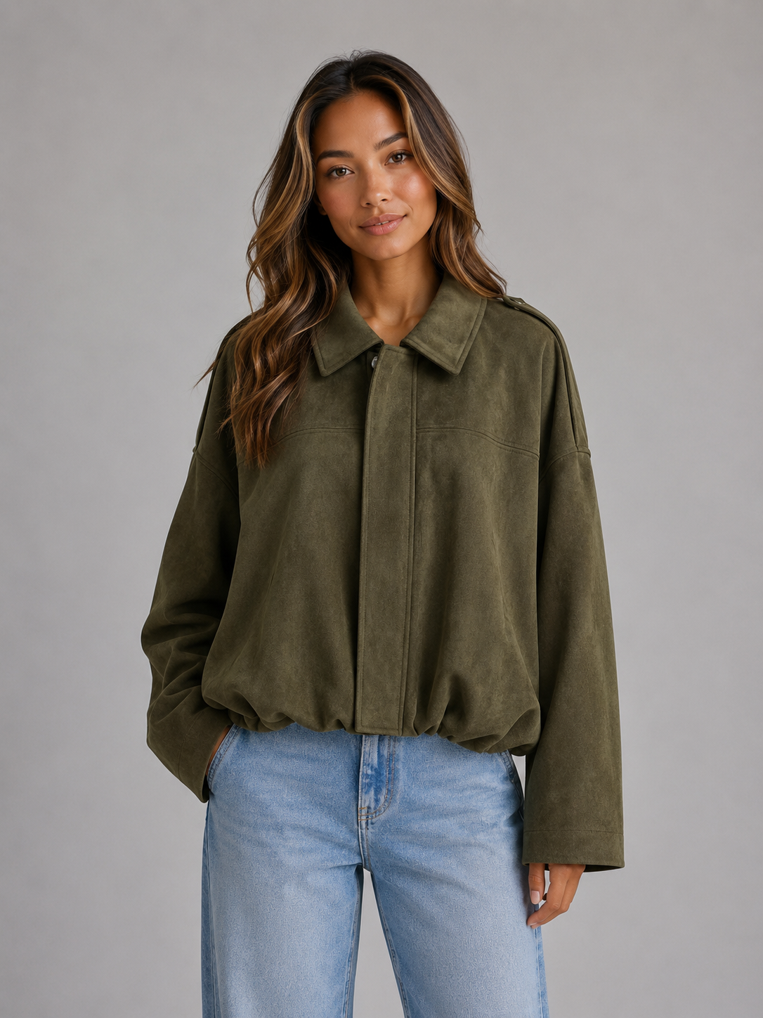 Feathorne Women's Oversized Collared Bomber Jacket - view 1