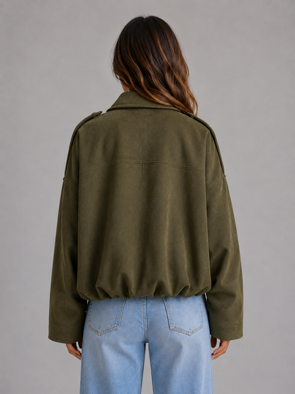 Feathorne Women's Oversized Collared Bomber Jacket - view 2