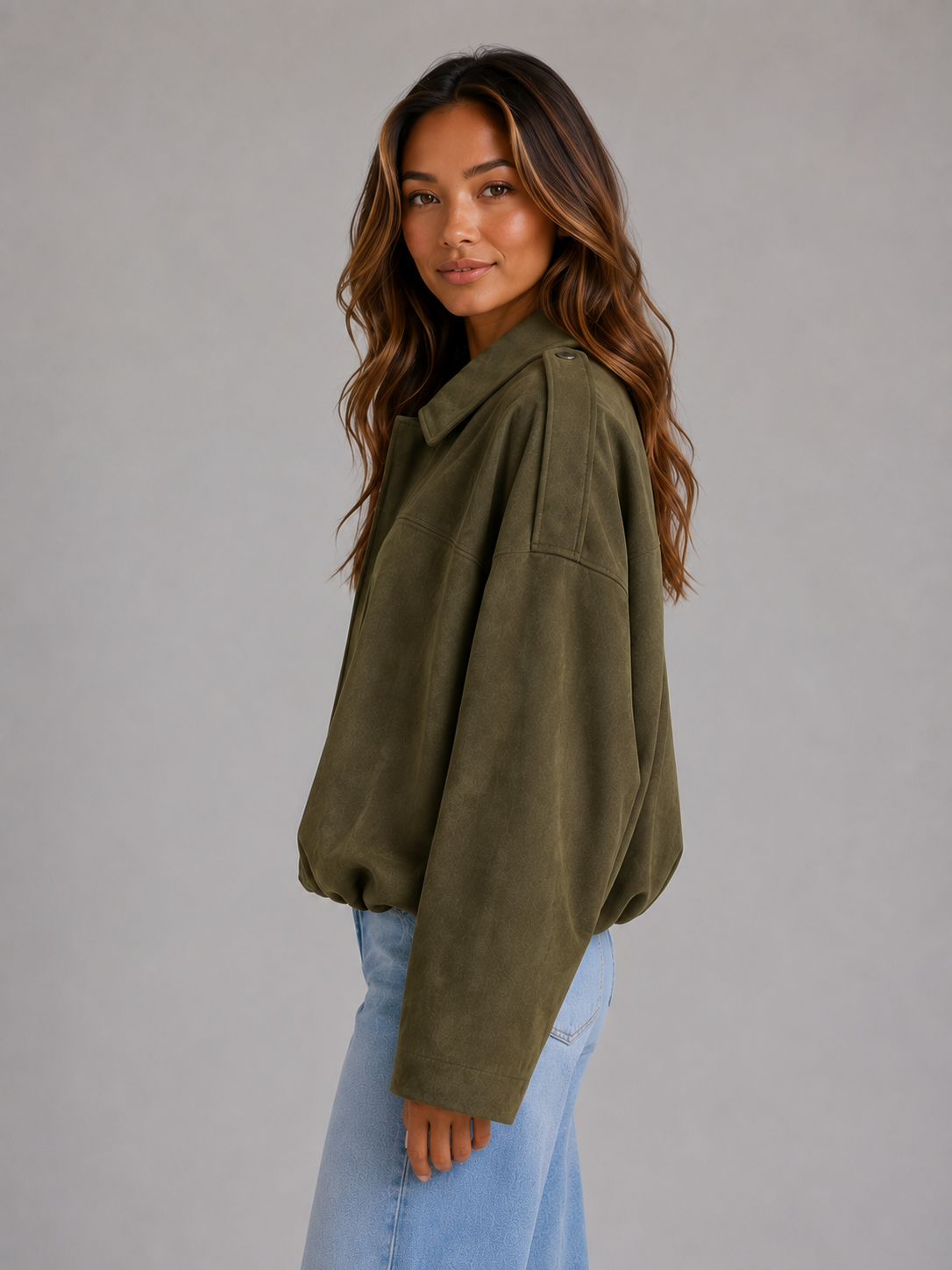 Feathorne Women's Oversized Collared Bomber Jacket - view 3