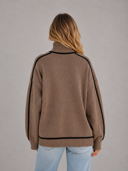 Feathorne Women's Oversized Contrast Trim Roll Neck Jumper - view 2