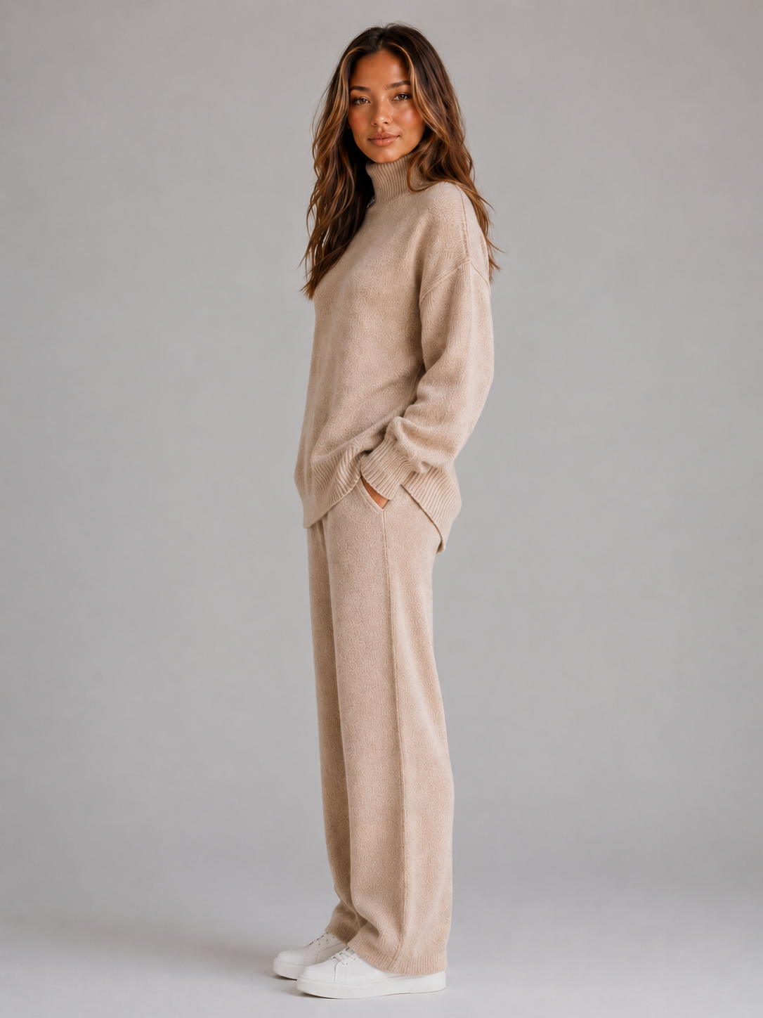 Feathorne Women's Oversized Roll Neck Knitted Lounge Set - view 3