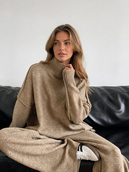 Feathorne Women's Oversized Turtleneck Knit Pants Set - view 1
