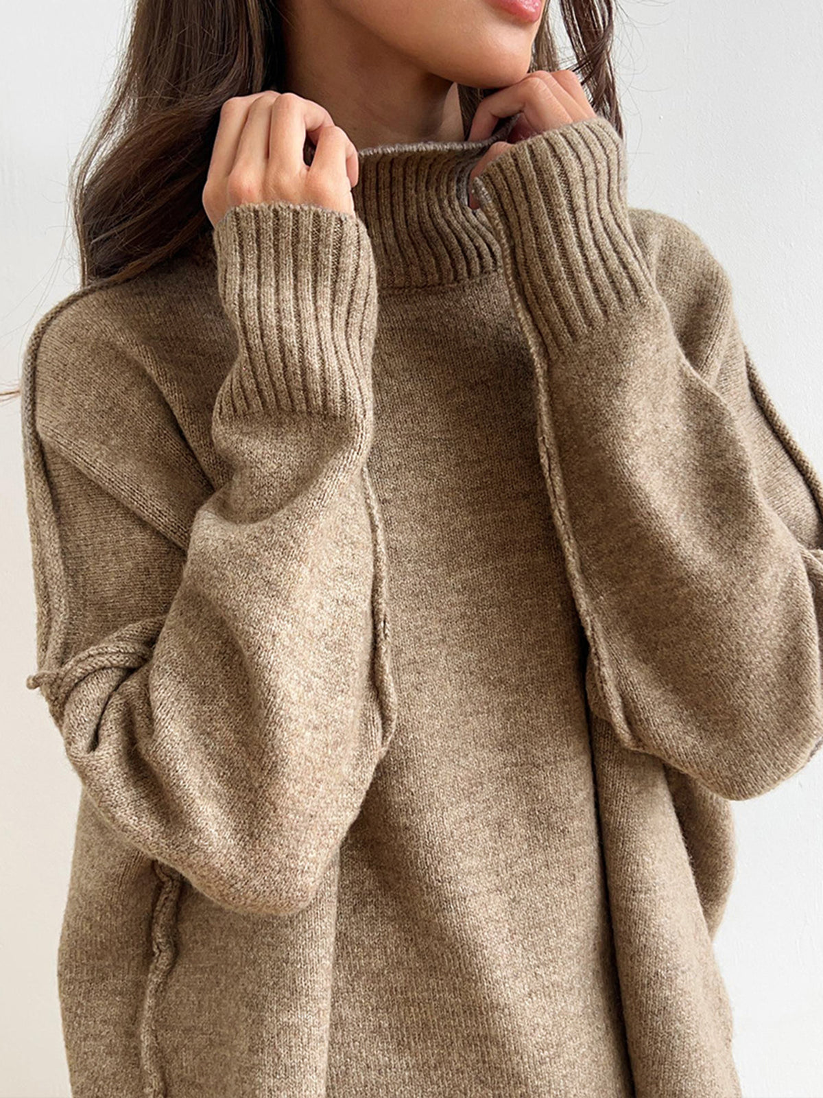 Feathorne Women's Oversized Turtleneck Knit Pants Set - view 3