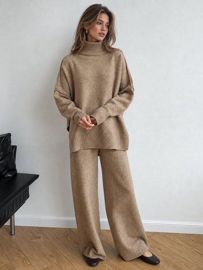 Feathorne Women's Oversized Turtleneck Knit Pants Set - view 4