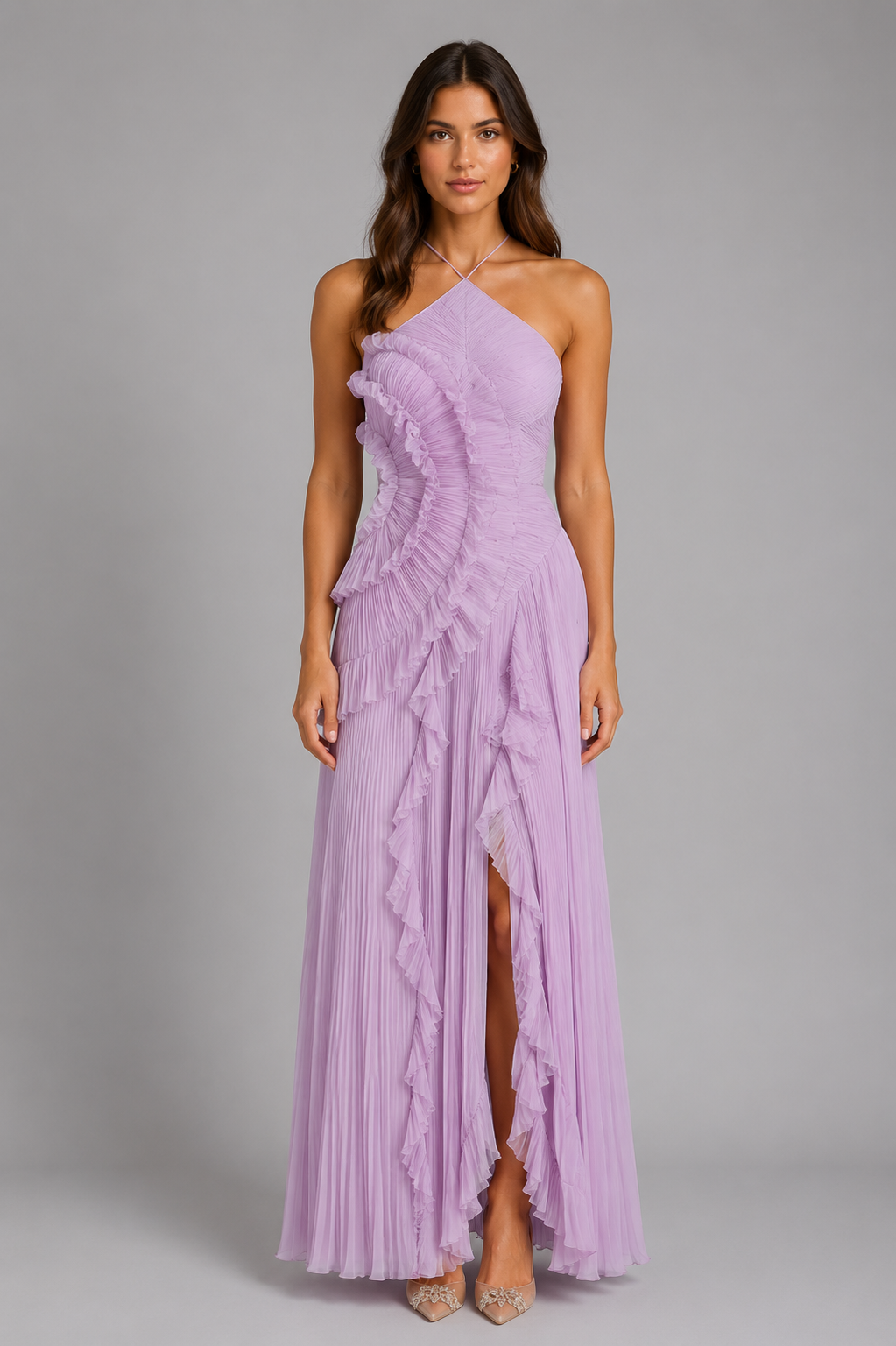 Feathorne Women's Pleated Halter Neck Maxi Dress - view 1