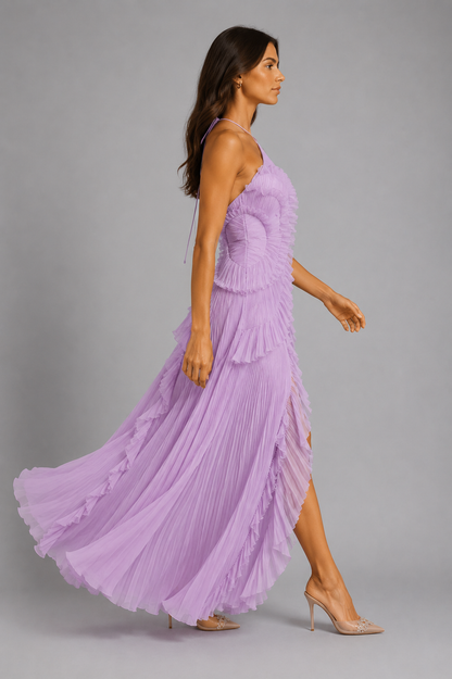Feathorne Women's Pleated Halter Neck Maxi Dress - view 3
