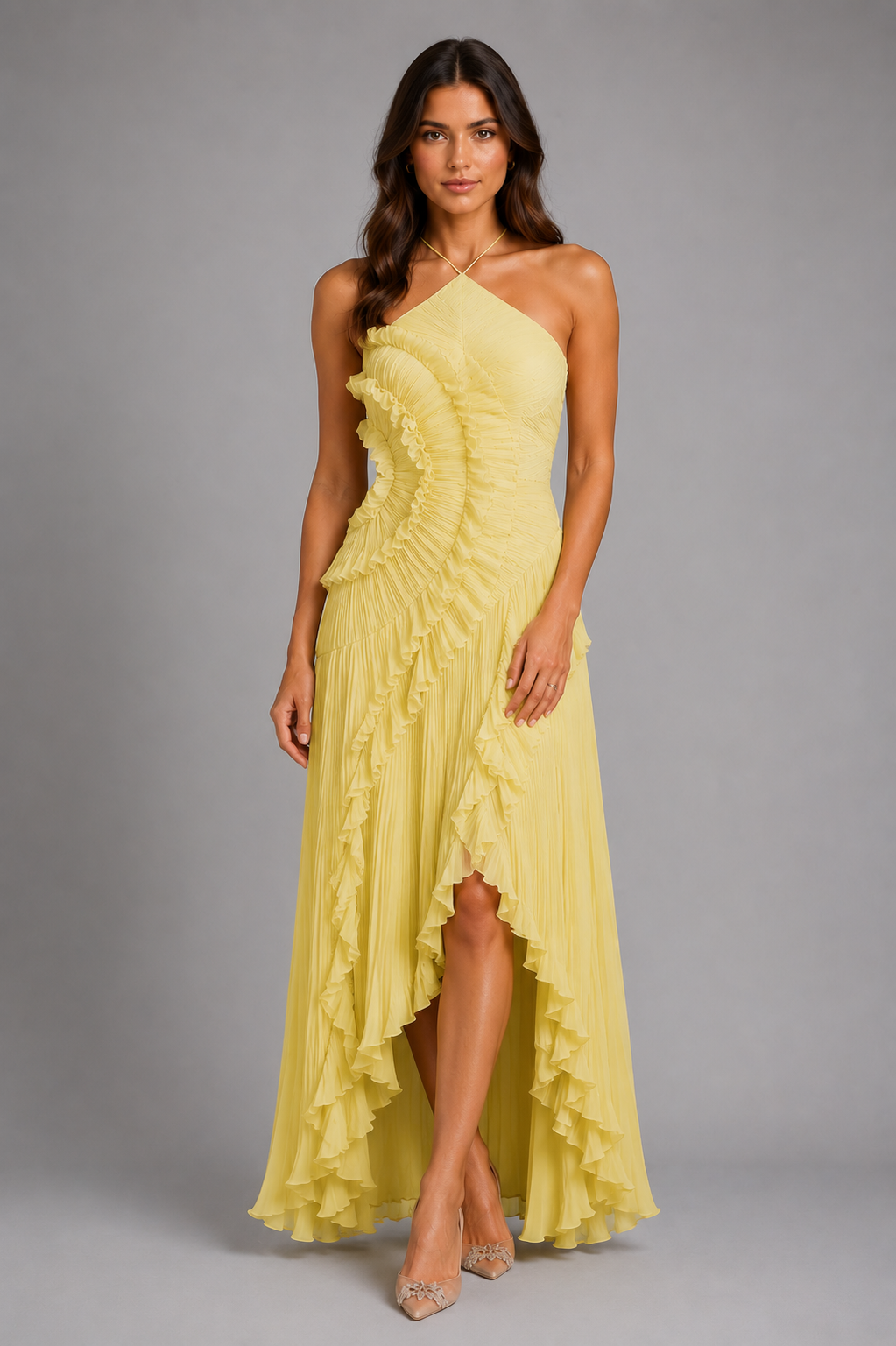 Feathorne Women's Pleated Halter Neck Maxi Dress - view 5