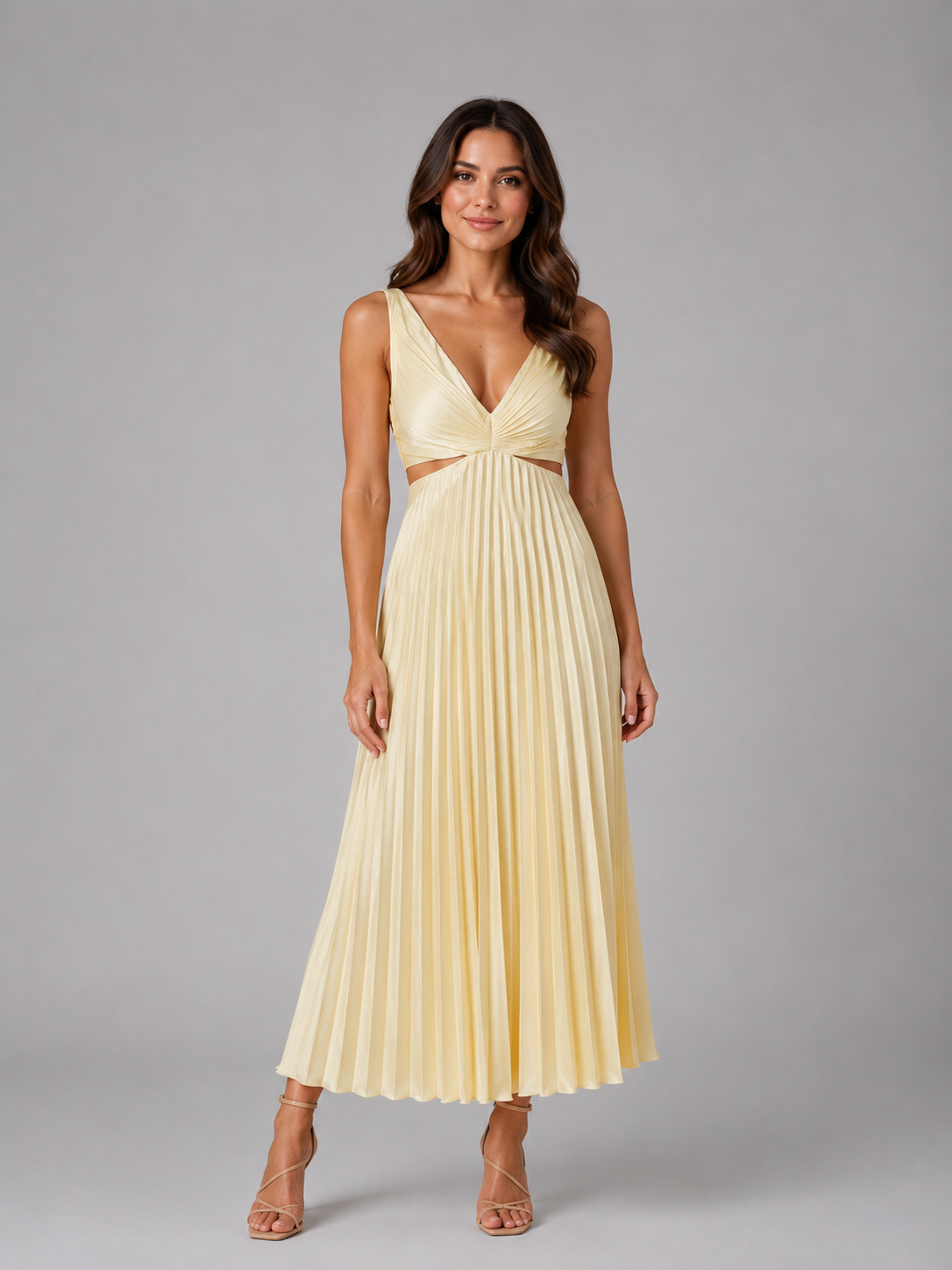 Feathorne Women's Talia Pleated Midi Dress - front view