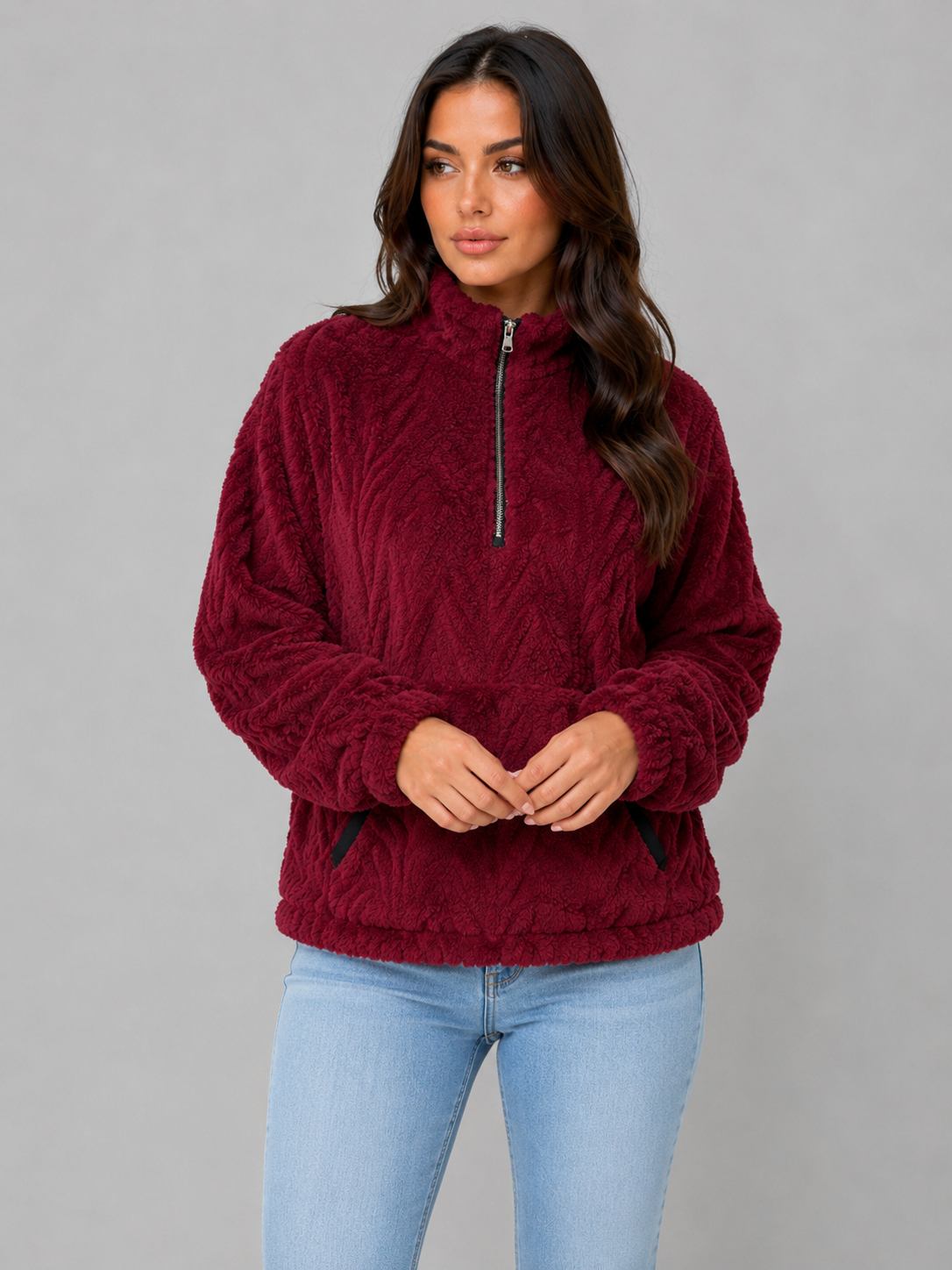 Feathorne Women's Plush Half Zip Fleece Pullover - view 8