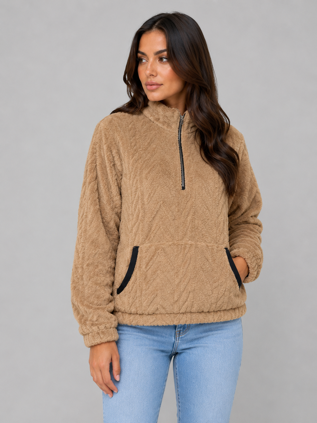 Feathorne Women's Plush Half Zip Fleece Pullover - view 5